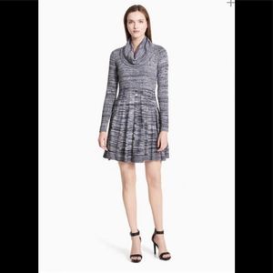 Calvin Klein Cowl Neck Marled Knit Sweater Dress Size Small Gray Black White